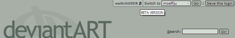 <b>switchUSER (beta)</b> allows for quickly switching the logged-in user, keeping track of accounts. Screenshot of switchUSER (beta)